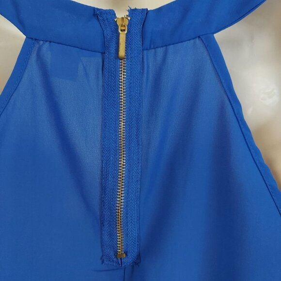 Japna Women's Cobalt Blue Layered  Scoop Neck Blouse - Picture 5 of 7